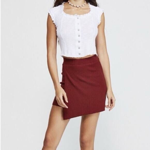 Free People Mod Wrap Skirt in Wine - Picture 4 of 14